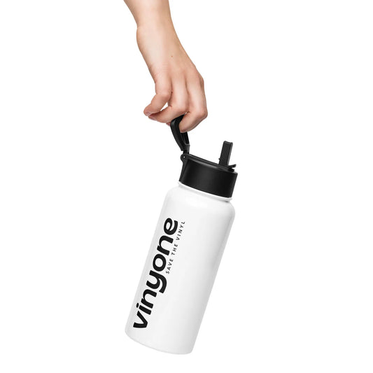 Edelstahl Trinkflasche mit Strohhalm vinyone